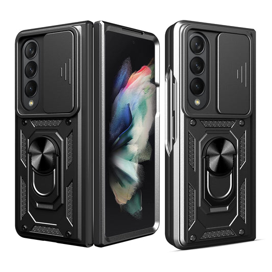 NNEDSZ Samsung Galaxy Z Fold 4 Tpu Pc Case With Sliding Camera Cover - Black